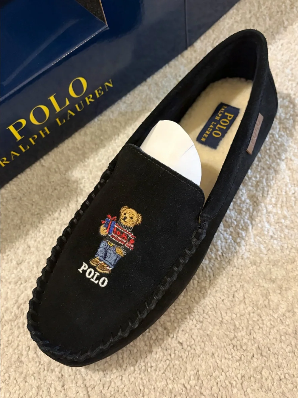 NWT- Polo Ralph Lauren men's bear moccasin loafers Sz 8